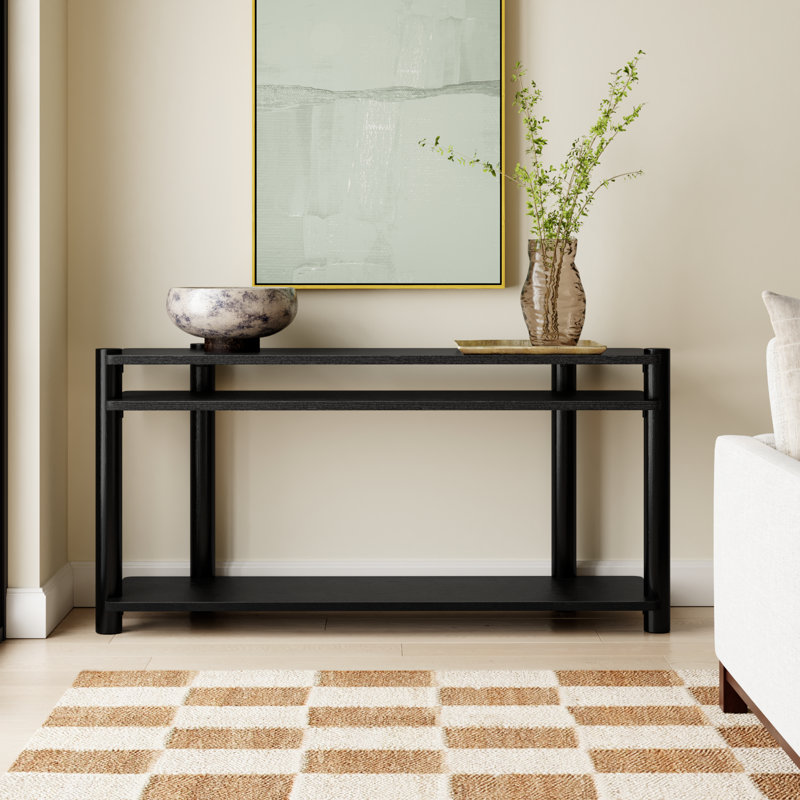 Hepburn 3 Shelf Wood Console Table, Black