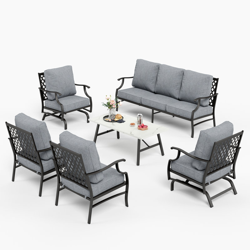 Asfand 9-Person Patio Conversation Set, Gray
