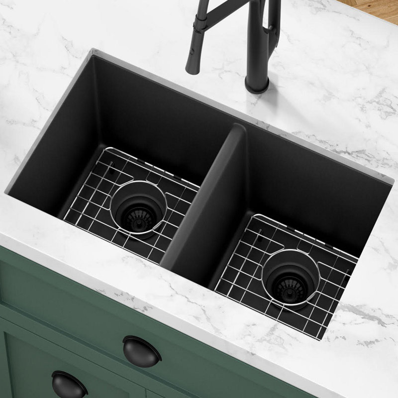 31'' L Double Bowl Granite Kitchen Sink