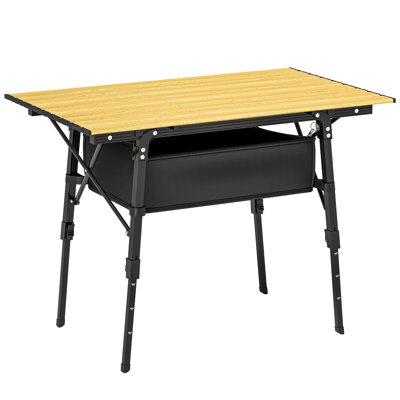 3ft Portable Camping Table with Storage Bag, Adjustable Height Aluminum Small Folding Table, Lightweight Picnic Table with Carry Bag for Outdoor Picni