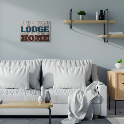 «Lost at the Lodge Funny Word Country Home Wood Textured Design», impression sur toile