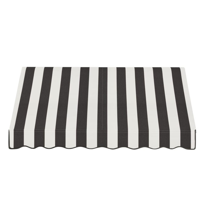 Auvent fixe en tissu acrylique rétro Awntech Dallas, H 31 po x l 100,5 po x P 24 po, Rayures noires et blanches