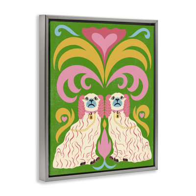 Cadre flottant Staffordshire Symmetry Dogs, design par Carrie Cantwell