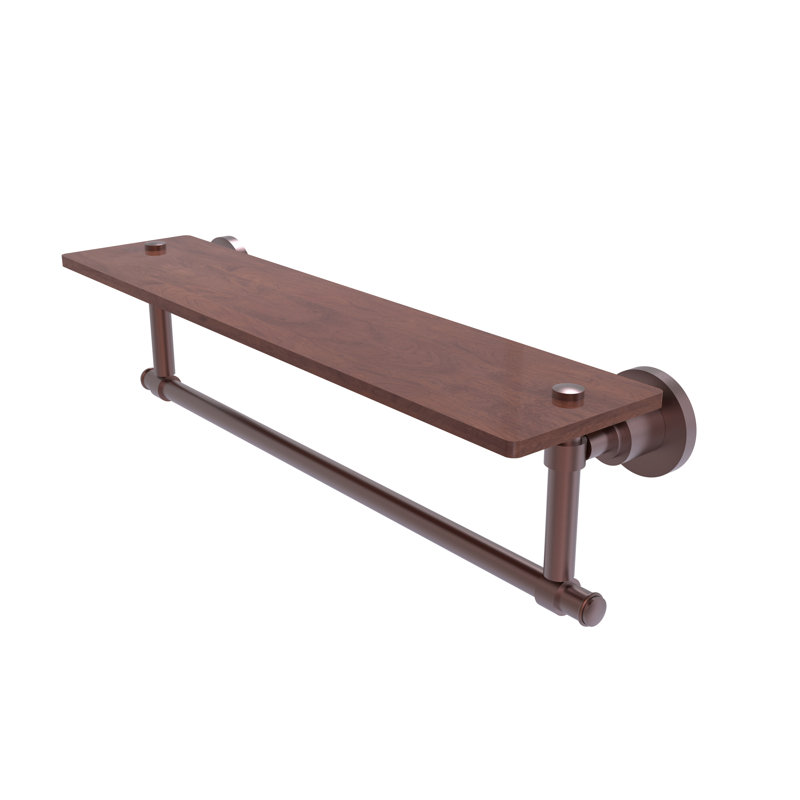 Arviso Bracket Shelf with Towel Bar, Antique Copper, 4" H x 22" W x 5" D