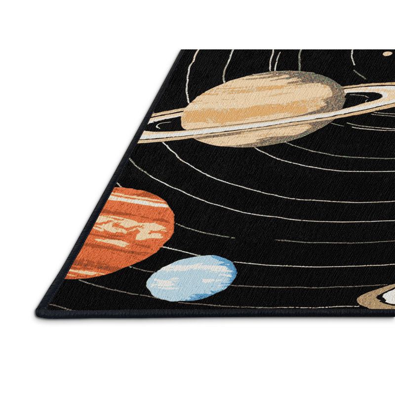 Tapis noir lavable à la machine, Rectangle 7 pi x 9 pi