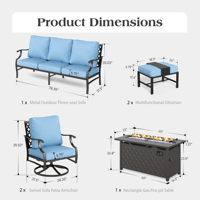 Asfand Outdoor Seating Group, Blue, Yes