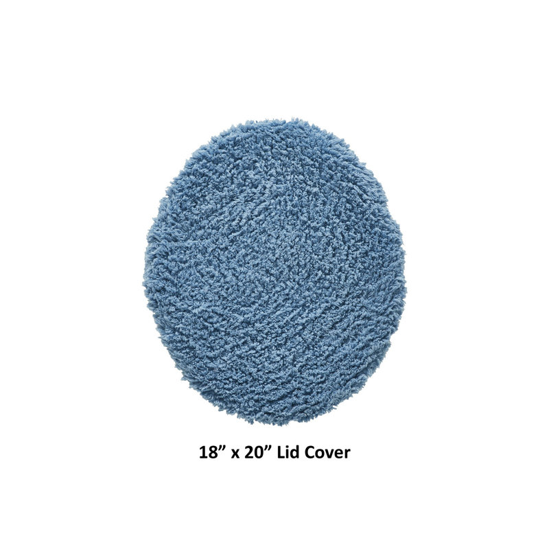 Couvercle de toilette allongé 100% coton Widman, très doux, absorbant et lavable à la machine pour salle de bain principale, d'invités et d'enfants, 18 po x 20 po, bleu foncé / blanc
