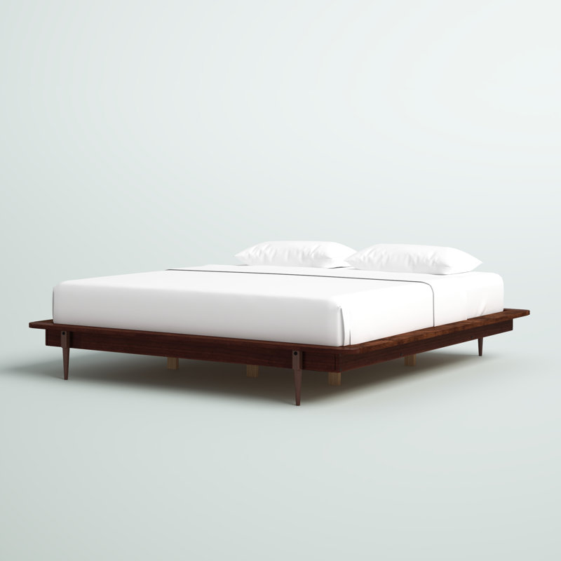 Henline King Solid Wood Platform Bed, Walnut