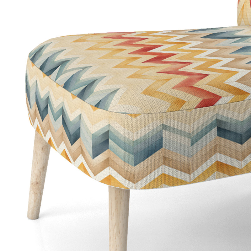 Chaise d'appoint large 27,5 po Roussel, Mélange de polyester rouge / or / beige / bleu
