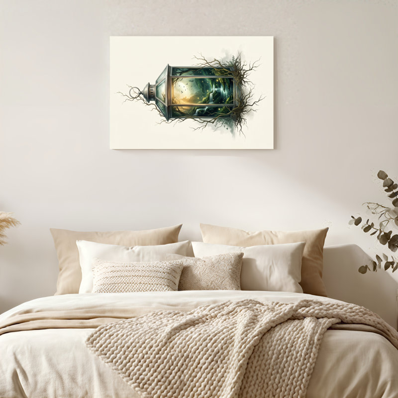 «Gallery Wrap», art mural sur toile pour le salon, la chambre à coucher, le bureau ou le vestibule - décoration murale décorative avec lanterne nature