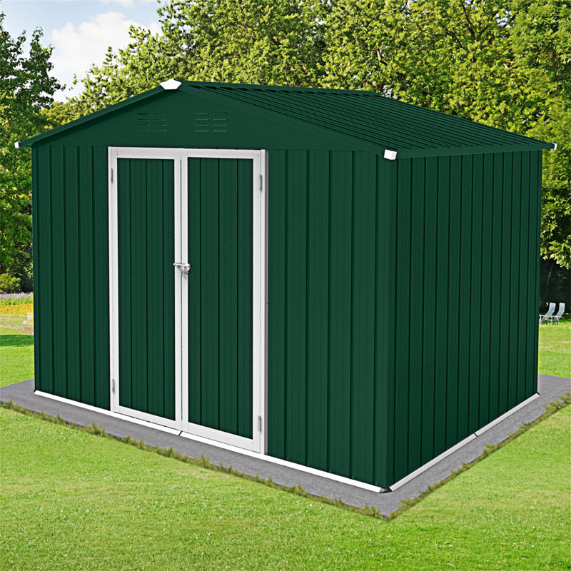 Remises de jardin en métal, H 75,6 po x l 99,6 po x P 70,9 po, Vert