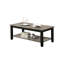 Table basse en bois massif avec tablette ouverte en brun foncé pour le salon