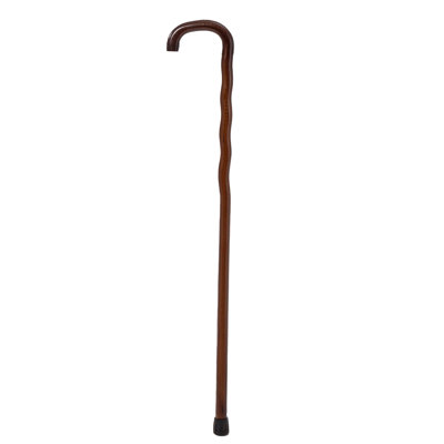 Wooden Cane Walking Stick With Rubber Tip For Men And Women Ergonomic And Fashionable - 35 Inch Dark Brown Wave Detail Cane With Crook Handle