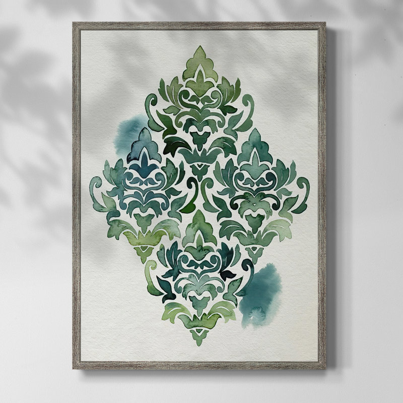 «Algae and Azule Motif I», reproduction encadrée - bois massif, H 15 po x l 12 po