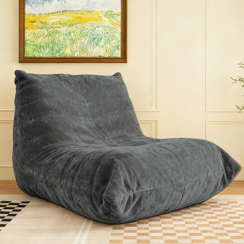 Fauteuil à billes à 5 positions, chenille de soie argentée brillante, design coulissant, choix de couleurs de décor, flanelle gris chaud, détente dans un dortoir, profondeur 44,14 po, largeur 36,23 po, hauteur 26,01 po, poids ergonomique 35,66 lb