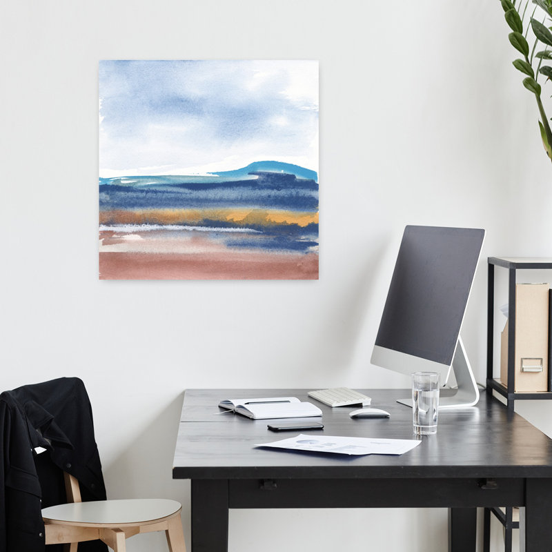 «Grounded Rust II», art contemporain de paysage abstrait, H 18 po x l 18 po