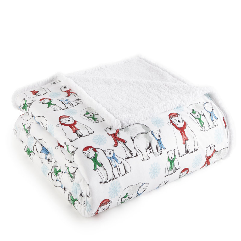 Couverture en sherpa Micro Flannel MD, Ours polaires, Double / grand (l 90 po x L 90 po)