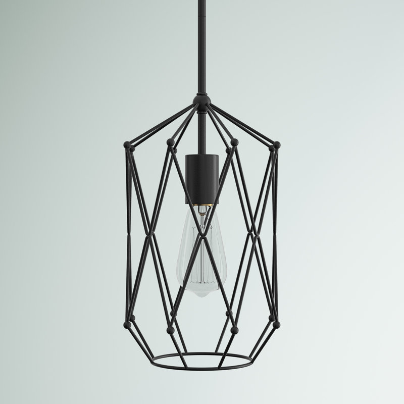 Meade 1 - Light Satin Brass Geometric Pendant, Midnight Black