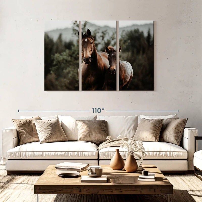 Cheval et poulain, H 48 po x l 74 po