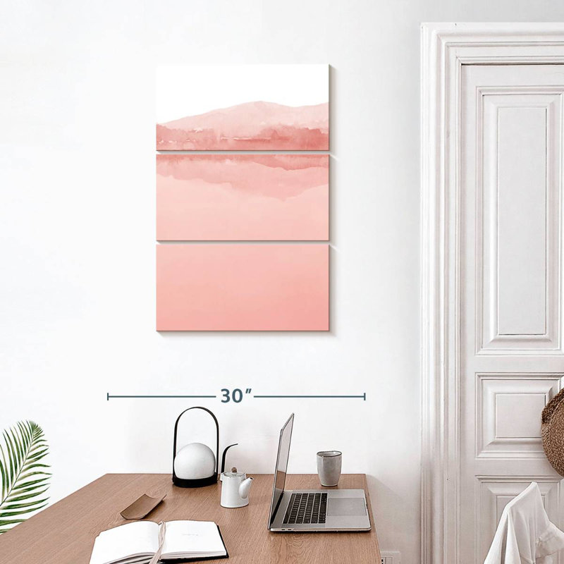 Aquarelle paysage II nuances de rose I, H 32 po x l 20 po