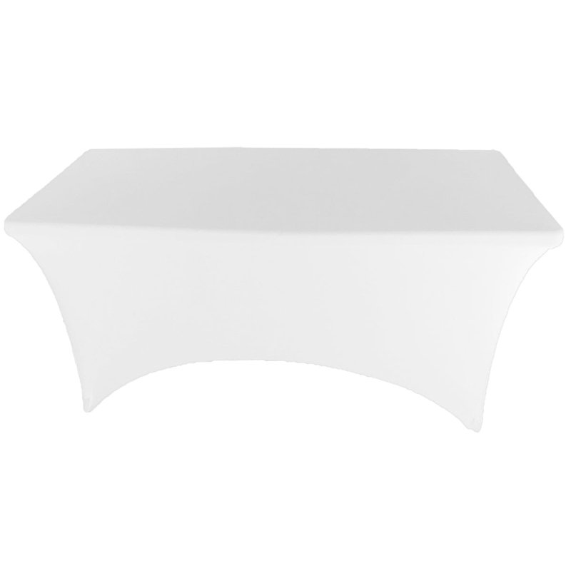 4Ft, 6Ft, 8Ft Spandex Tablecloth Fitted Stretch Rectangular Table Cover For Dining Wedding Party, White, 96" x 30"