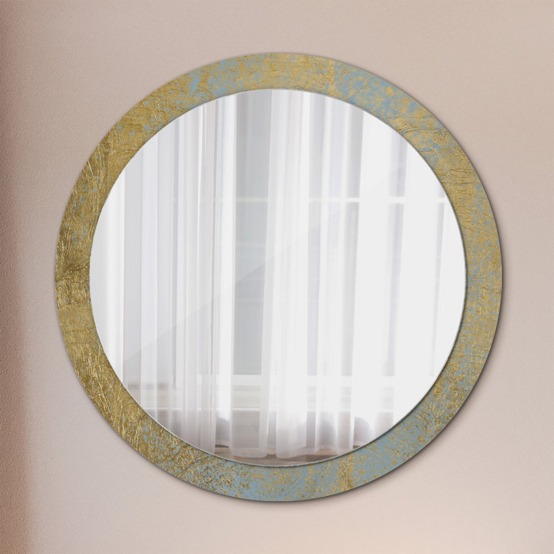 Huldar Round Glass Framed Wall Mounted Accent Mirror, Grey/Yellow