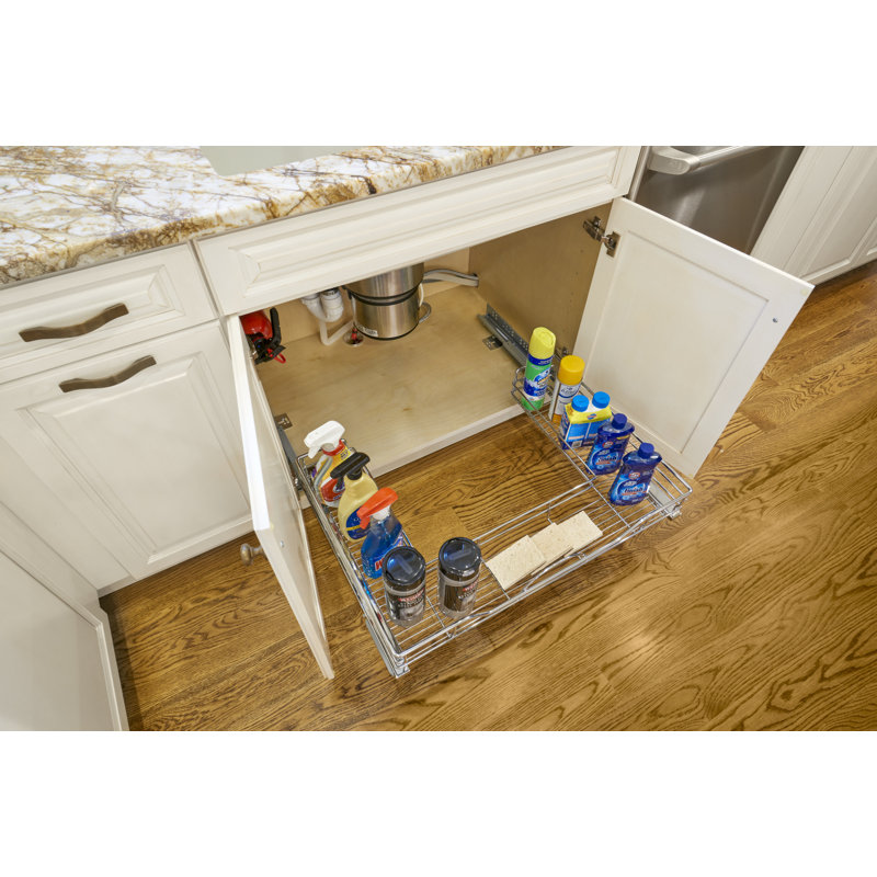 Chrome 33" Under Sink U-Shaped Pull Out Organizer