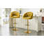 Tabouret de bar pivotant en velours de luxe avec dossier à bulles et structure en métal doré pour îlot de cuisine moderne-289839996