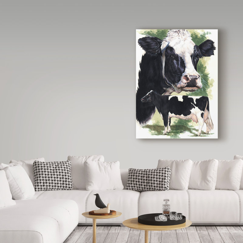 Reproduction d’art graphique sur toile tendue de vache holstein, H 19 po x l 14 po x P 2 po