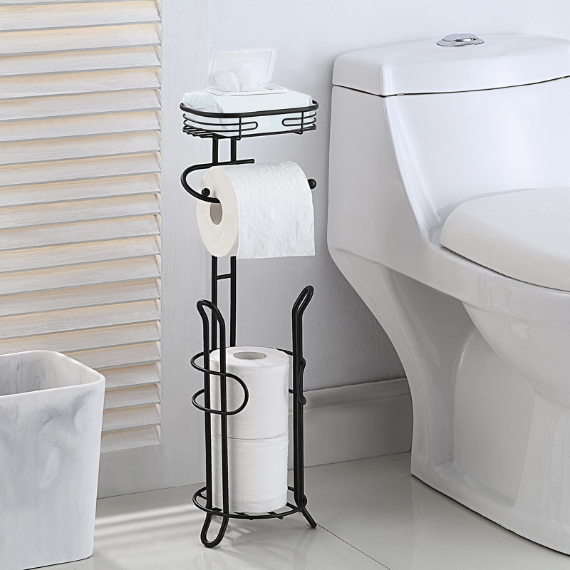 Porte-papier hygiénique sur pied, Noir