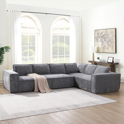 Canapé modulaire minimaliste de style minimaliste, ensemble de canapé en chenille infroissable à 6 places, combinaison sans PC de 2 pièces, ensemble de canapé en forme de L moderne pour le salon, aucun assemblage requis, 3 couleurs