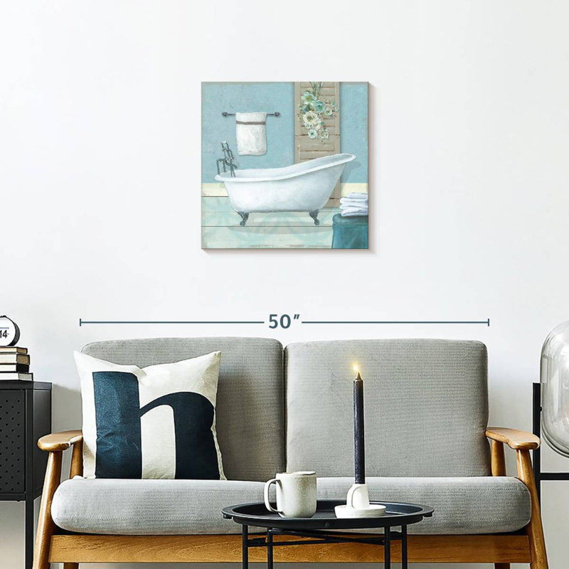 Teal Bath I, 20" H x 20" W