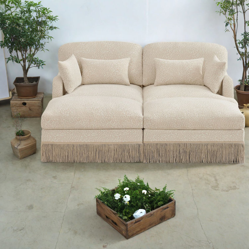 Deep Seat Modular Sofas Chenille Modern Tassel Loveseat For Living Room