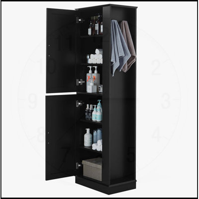 Armoire de salle de bain autoportante polyvalente avec crochet et tablette réglable pour un rangement optimal