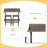 3-Piece Balcony Bar Set with Bottom Shelf Table and 2 Stools