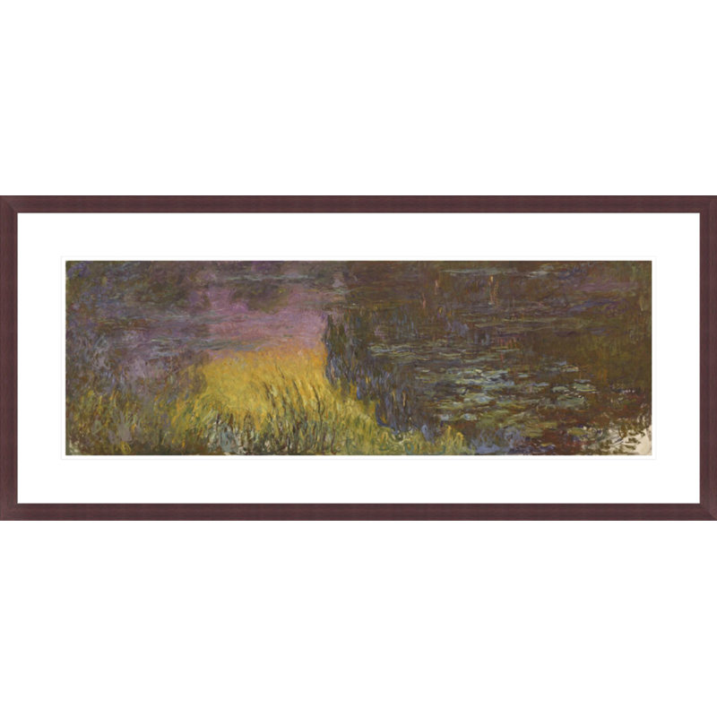 Les Nymphéas - soleil couchant par Claude Monet - impression giclée encadrée, H 18,78 po x l 41,5 po