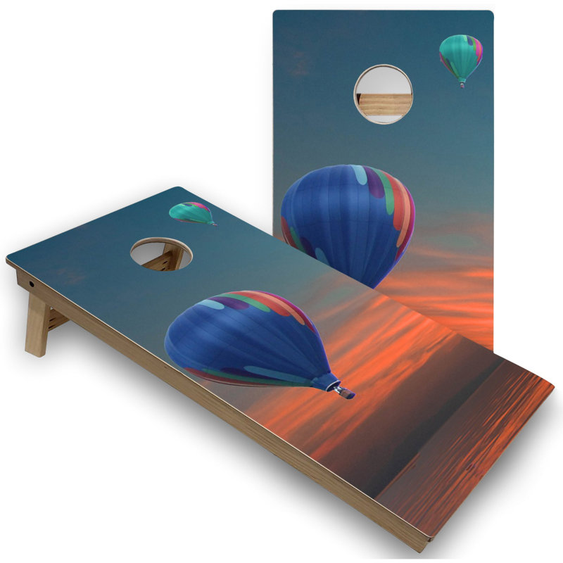 Planches de cornhole à montgolfière avec étui et lumières