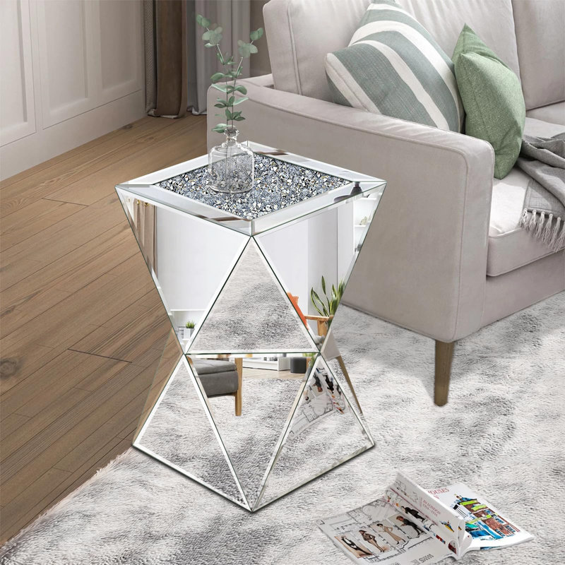 Glass Top Pedestal End Table