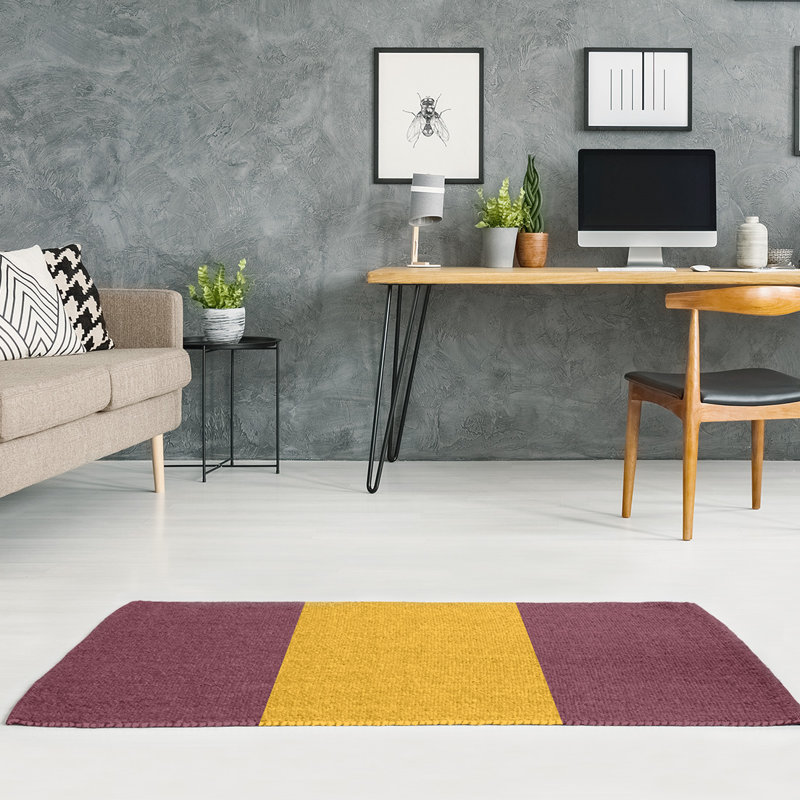 Tapis en polyester à rayures de football washington, Rectangle 5 pi x 7 pi