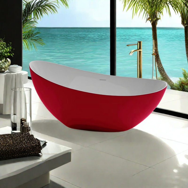 59'' W 31.5'' H Tub & Shower Kit, Red