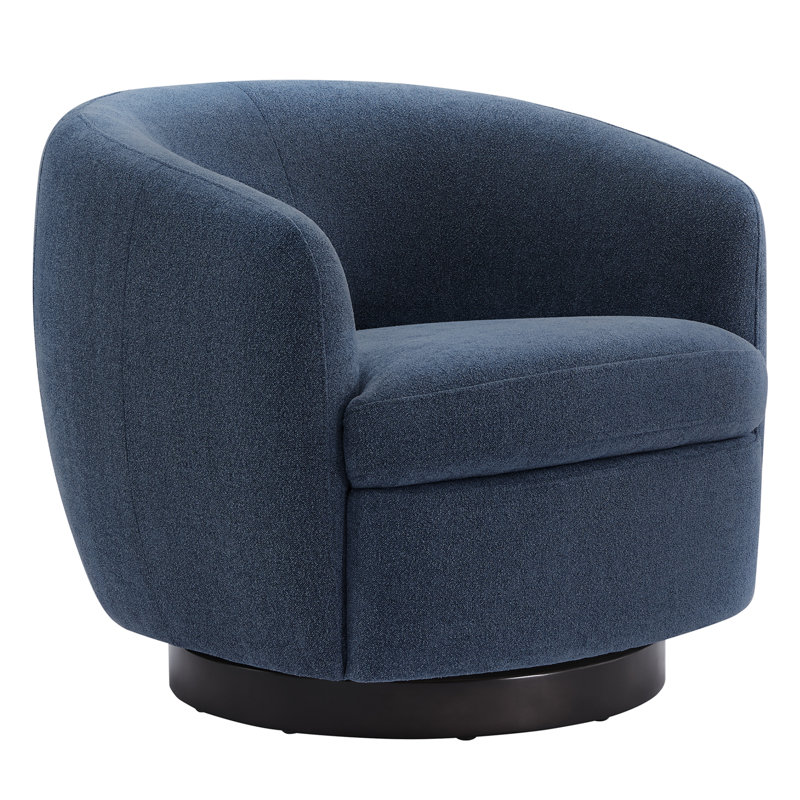 Fauteuil demi-tonneau pivotant rembourré Marcy, Élite indigo, Black