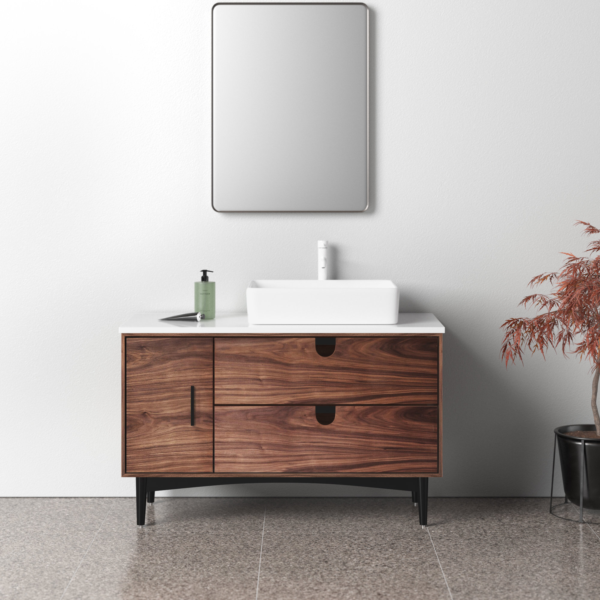 Antonina 47.24" Single Bathroom Vanity Set, Walnut/Black