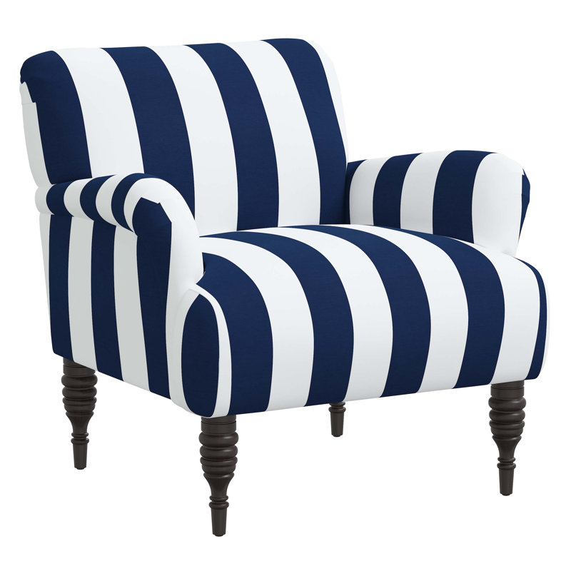 Fauteuil en coton Fairhope, Auvent rayé bleu marine