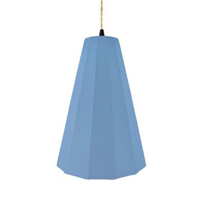 Radiance - luminaire suspendu 1 lumière cannelé - bleu ciel - noir mat - l 9 po x H 13 po - ampoule remplaçable - cordon torsadé beige