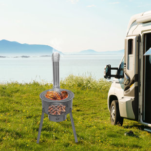 Wood Burning Stove With Grill Rack For Camping