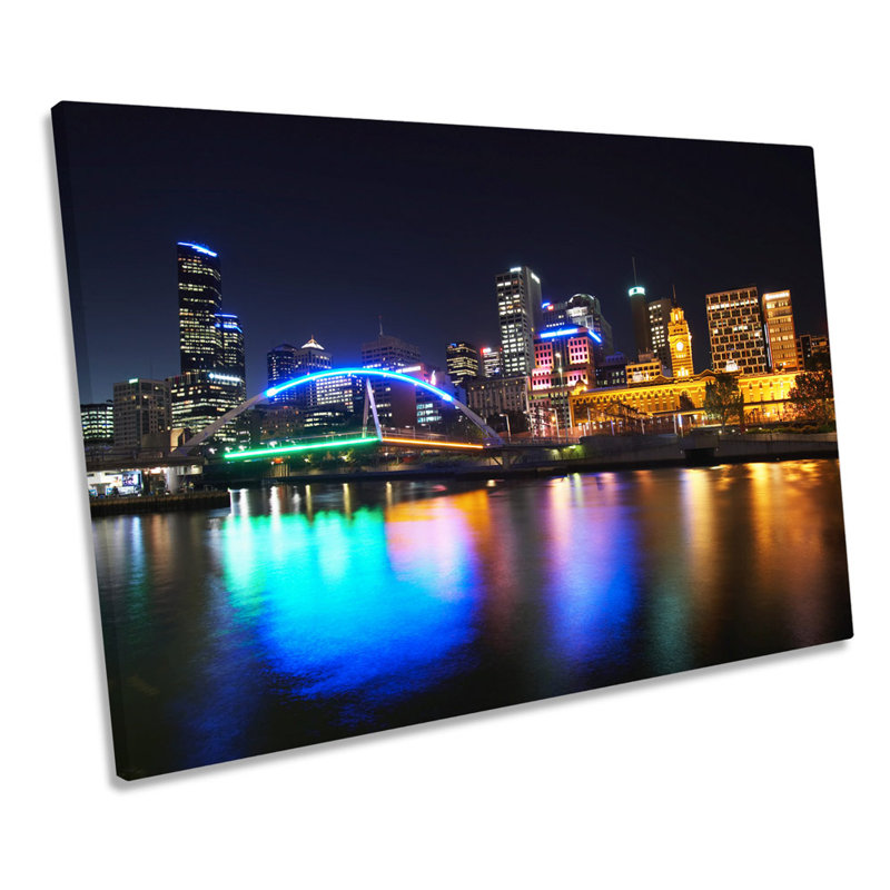 X1343 Australia Melbourne City Night - Wrapped Canvas Print, 40.6cm H x 61cm W x 2cm D