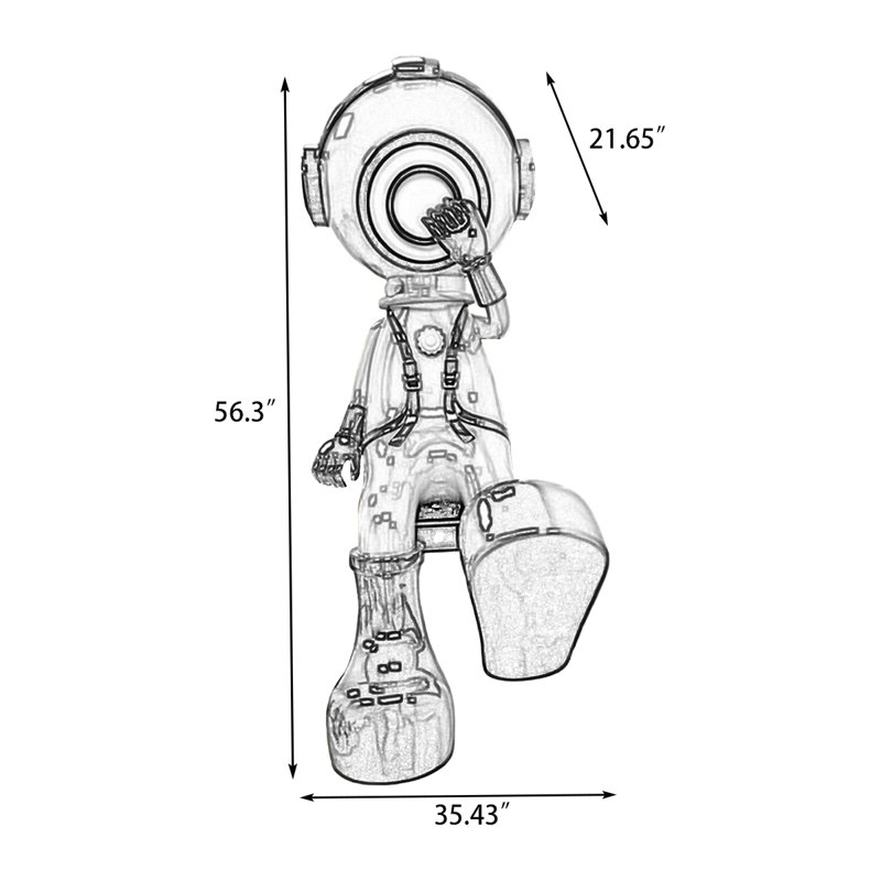 Caricature orange façonnant un objet décoratif en fibre de verre, H 56,3 po x l 35,43 po x P 21,65 po