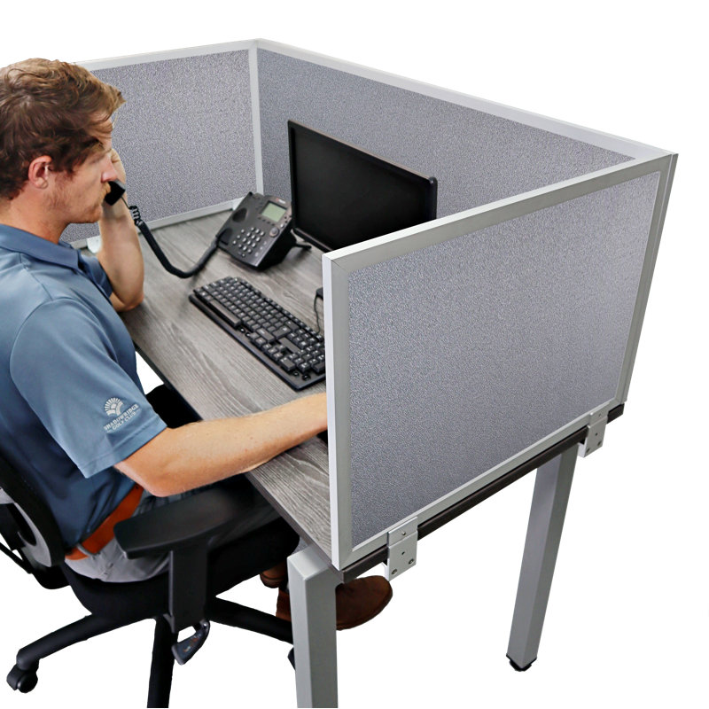 Panneau d'intimité acoustique fixé au bureau, Graphite, H 12 po x l 42 po x P 0,63 po, Aluminium