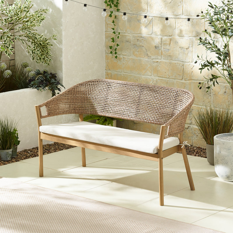 Amanzhan Outdoor Solid Wood 2 Seater Garden Bench - Modern Garden Patio