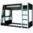 Wooden Gaming Bunk Bed with Desk, Storage Shelves, USB Charging Port and LED Light-1864658737-1864658701
